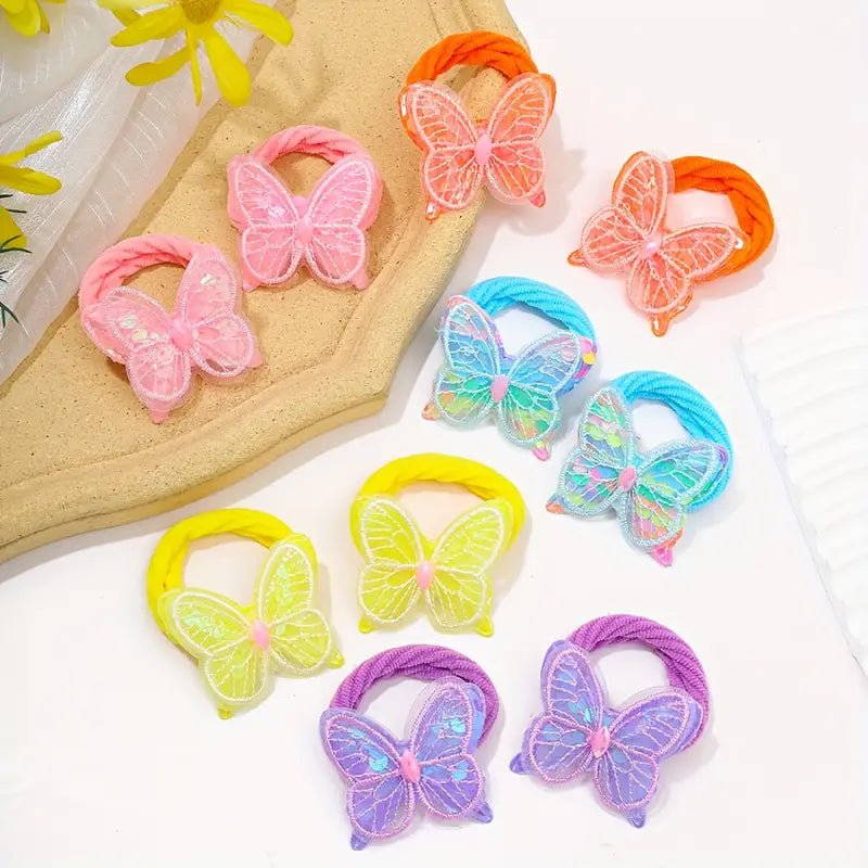 Butterfly Hair Ties for Girls – 8pcs Cute Elastic Bands, Soft & Colorful Hair Accessories