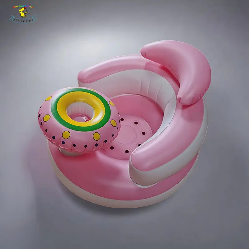 Baby Inflatable Seat with Bowl Rack – Portable Duckling Floor Sofa for Infants | Learning-to-Sit Booster Cushion (3–36 Months)