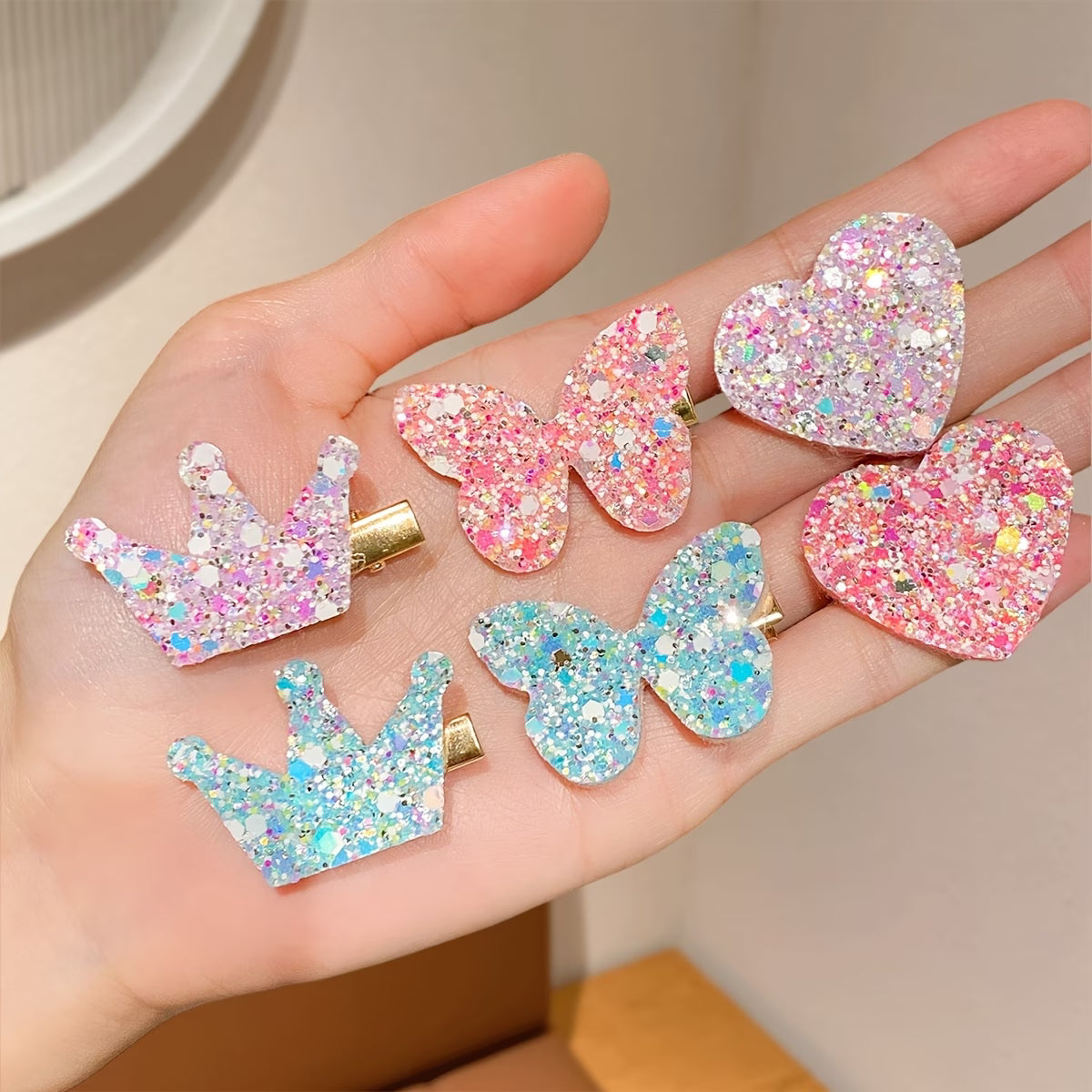 Heart Charm Hair Clips Set Cute Aesthetic Sequin Pins