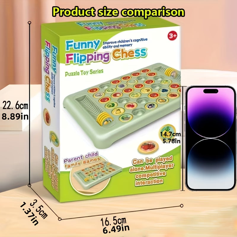 36-Piece Flip Chess Memory Board Game – Fruit and Animal Themed Concentration Puzzle