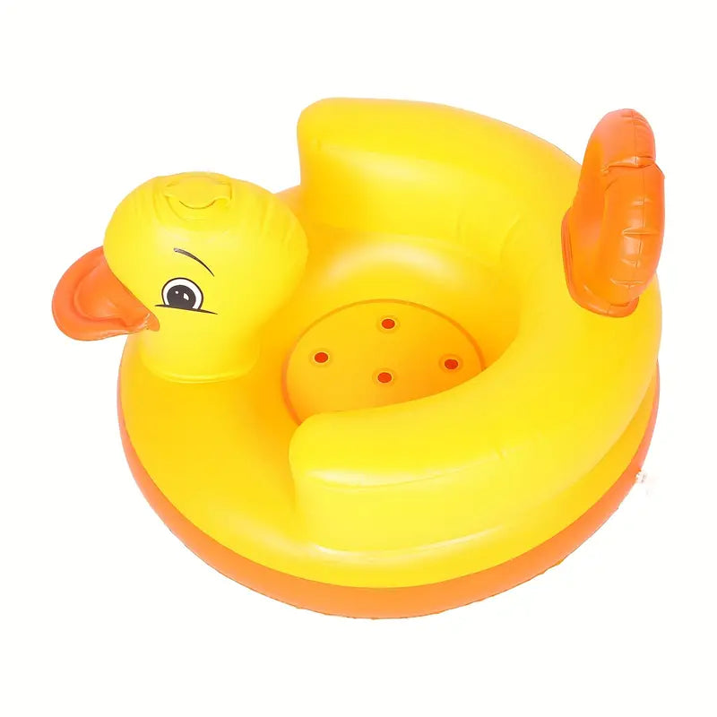 Baby Inflatable Seat with Bowl Rack – Portable Duckling Floor Sofa for Infants | Learning-to-Sit Booster Cushion (3–36 Months)