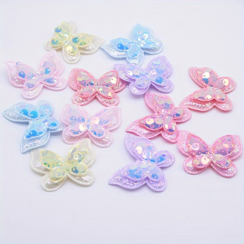 Sparkle Bow Appliqué Set 8PCS Glitter Craft Embellishments