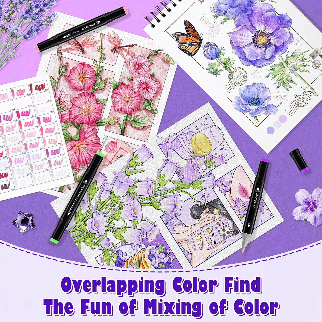 48-Color Alcohol Dual Tip Marker Set – Professional Sketch & Coloring Markers
