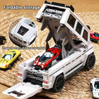 2 in 1 Transformable Track Truck Foldable Racing Track and Car Launcher Toy for Kids
