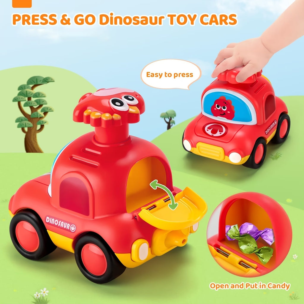 Dinosaur Pull-Back Racing Car 🦖 | No Battery Friction Toy for Kids (Taxi Style)