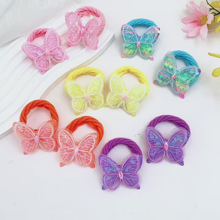 Butterfly Hair Ties for Girls – 8pcs Cute Elastic Bands, Soft & Colorful Hair Accessories